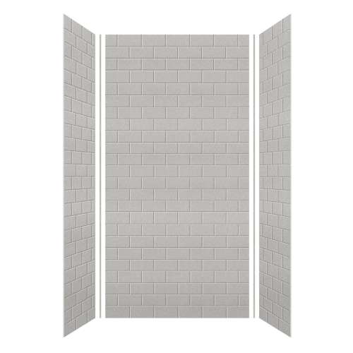 SMMW4K483696-27 Monterey 48-in x 36-in x 96-in Glue To Wall 3-Piece 4mm Shower Wall Kit, Grey Stone (4-in x 8-in Subway Tile Pattern)