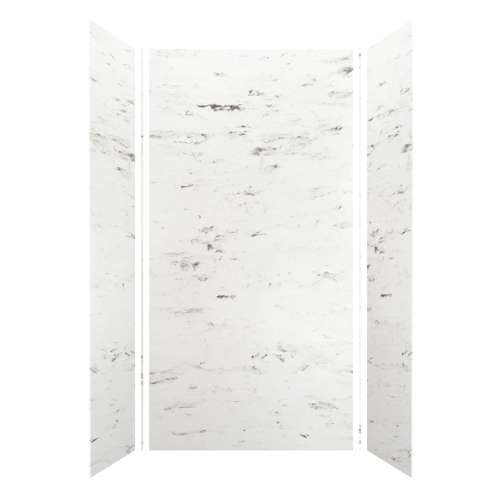 SMMW4K483696-47V Monterey 48-in x 36-in x 96-in Glue To Wall 3-Piece 4mm Shower Wall Kit, Carrara (Velvet Smooth Finish)