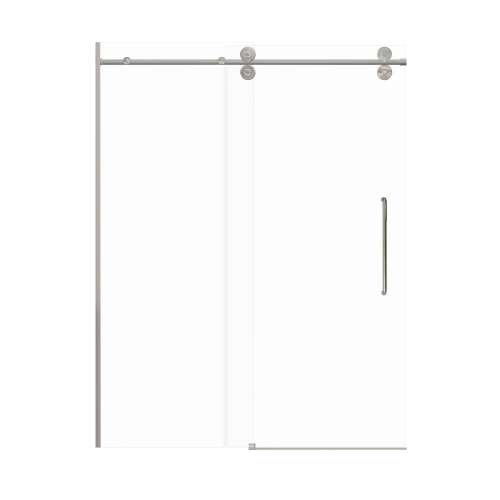 SMTPBT608010C-BS-CK Teutonic Plus 59-in x 80-in Barn Shower Door With 3/8-in Clear Glass And Contour Handle And Knob Set, Brushed Stainless
