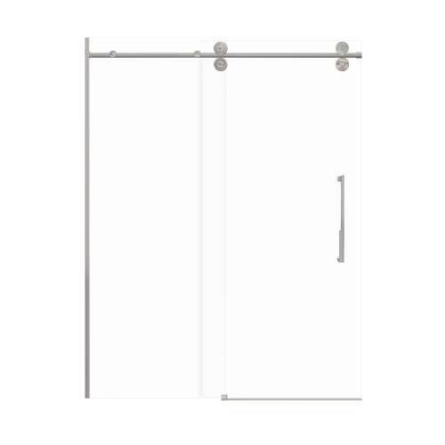SMTPBT608010C-BS-JD Teutonic Plus 59-in x 80-in Barn Shower Door With 3/8-in Clear Glass And Juliette Double-Sided Handles, Brushed Stainless