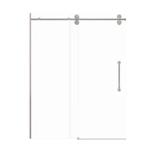 SMTPBT608010C-BS-ND Teutonic Plus 59-in x 80-in Barn Shower Door With 3/8-in Clear Glass And Nicholson Double-Sided Handles, Brushed Stainless