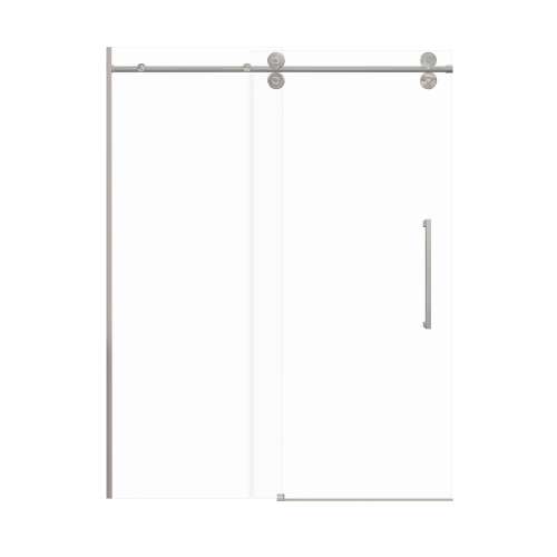 SMTPBT608010C-BS-SD Teutonic Plus 59-in x 80-in Barn Shower Door With 3/8-in Clear Glass And Sampson Double-Sided Handles, Brushed Stainless