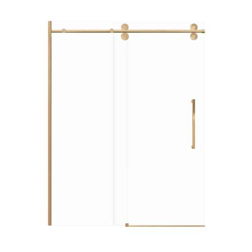 SMTPBT608010C-CB-SD Teutonic Plus 59-in x 80-in Barn Shower Door With 3/8-in Clear Glass And Sampson Double-Sided Handles, Champagne Bronze