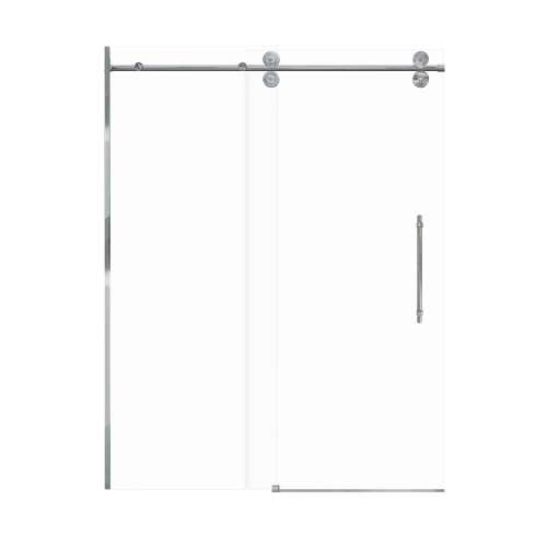 SMTPBT608010C-PC-BKK Teutonic Plus 59-in x 80-in Barn Shower Door With 3/8-in Clear Glass And Barrington Knurled Handle And Knob Set, Polished Chrome