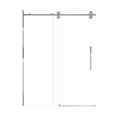 SMTPBT608010C-PC-SK Teutonic Plus 59-in x 80-in Barn Shower Door With 3/8-in Clear Glass And Sampson Handle And Knob Set, Polished Chrome