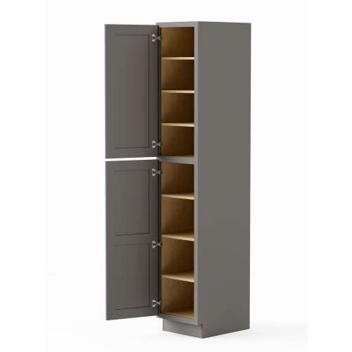 SMU189624-RTA-FR01-LG Framington 18-in x 24-in x 96-in Ready To Assemble Remington Two Door Tall Utility Cabinet, Light Grey