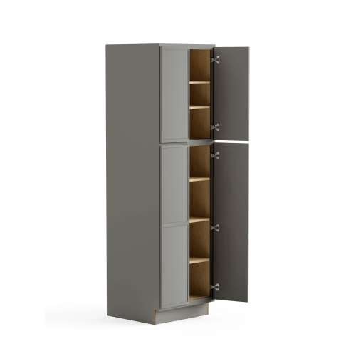 SMU308424-ASM-FR02-LG Framington 30-in x 24-in x 84-in Assembled Latitude Four Door Tall Utility Cabinet, Light Grey