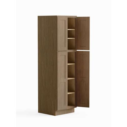 SMU248424-ASM-FR01-TW Framington 24-in x 24-in x 84-in Assembled Remington Four Door Tall Utility Cabinet, Tan Wood