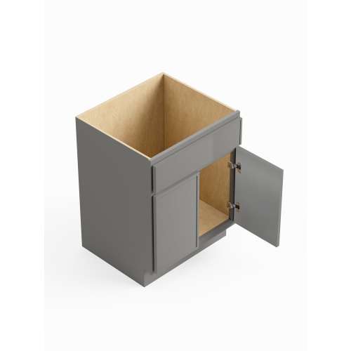 SMVS33S-RTA-FR02-LG Framington 33-in x 21-in x 35-in Ready to Assemble Latitude Double Door Single Drawer Front Vanity Sink Base Cabinet, Light Grey