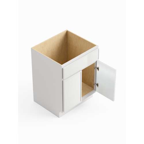 SMVS33S-RTA-FR02-WH Framington 33-in x 21-in x 35-in Ready to Assemble Latitude Double Door Single Drawer Front Vanity Sink Base Cabinet, White