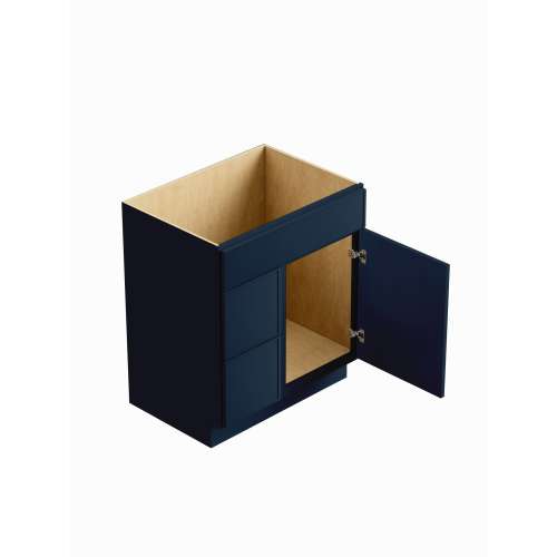 SMV2721DL-2D-RTA-FR02-NB Framington 27-in x 21-in x 35-in Ready to Assemble Latitude Vanity Combo Base Cabinet With Two Drawers on Left, Navy Blue