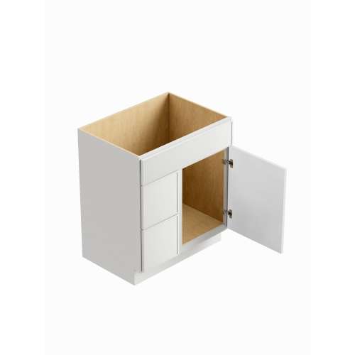 SMV3321DL-2D-ASM-FR02-WH Framington 33-in x 21-in x 35-in Assembled Latitude Vanity Combo Base Cabinet With Two Drawers on Left, White