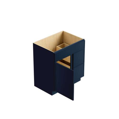 SMV2721DR-2D-RTA-FR02-NB Framington 27-in x 21-in x 35-in Ready to Assemble Latitude Vanity Combo Base Cabinet With Two Drawers on Right, Navy Blue