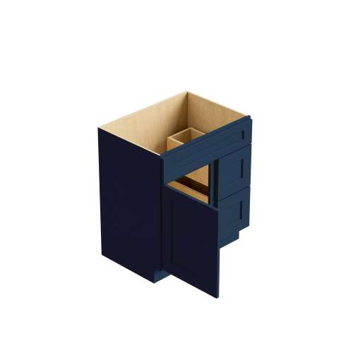 SMV2721DR-2D-RTA-FR01-NB Framington 27-in x 21-in x 35-in Ready to Assemble Remington Vanity Combo Base Cabinet With Two Drawers on Right, Navy Blue