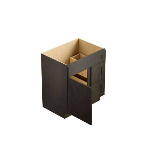 SMV3321DR-2D-ASM-FR01-SG Framington 33-in x 21-in x 35-in Assembled Remington Vanity Combo Base Cabinet With Two Drawers on Right, Smokey Grey