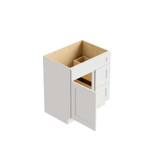 SMV3321DR-2D-ASM-FR01-WH Framington 33-in x 21-in x 35-in Assembled Remington Vanity Combo Base Cabinet With Two Drawers on Right, White