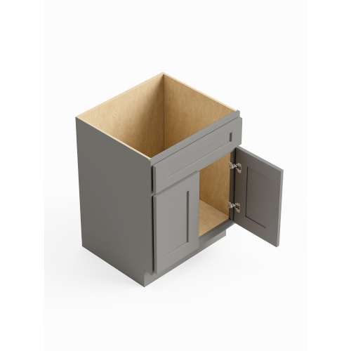 SMVS33S-RTA-FR01-LG Framington 33-in x 21-in x 35-in Ready To Assemble Remington Double Door Single Drawer Front Vanity Sink Base Cabinet, Light Grey