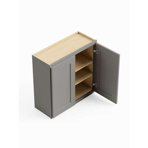 SMW2736-RTA-FR01-LG Framington 27-in x 12-in x 36-in Ready To Assemble Remington Double Door Wall Cabinet, Light Grey