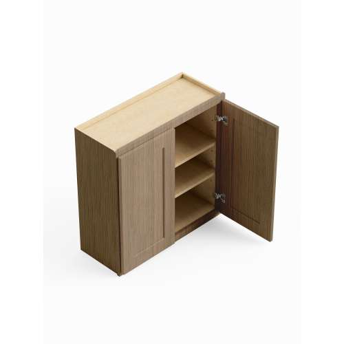 SMW2436-RTA-FR01-TW Framington 24-in x 12-in x 36-in Ready To Assemble Remington Double Door Wall Cabinet, Tan Wood