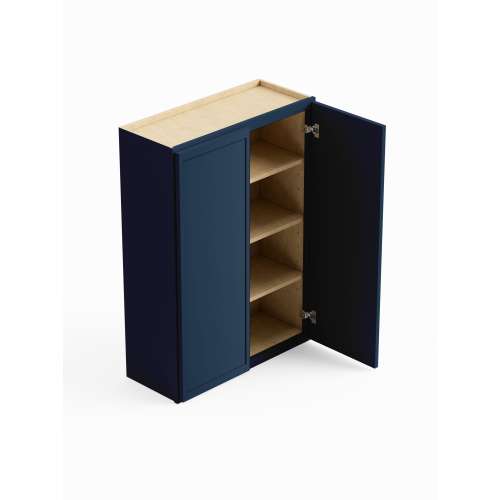 SMW3042-RTA-FR02-NB Framington 30-in x 12-in x 42-in Ready To Assemble Latitude Double Door Wall Cabinet, Navy Blue