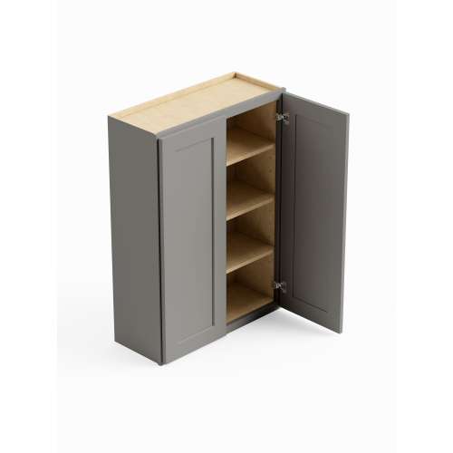 SMW2742-RTA-FR01-LG Framington 27-in x 12-in x 42-in Ready To Assemble Remington Double Door Wall Cabinet, Light Grey