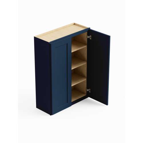 SMW2742-ASM-FR01-NB Framington 27-in x 12-in x 42-in Assembled Remington Double Door Wall Cabinet, Navy Blue