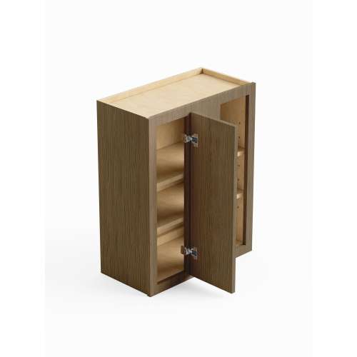 SMWBC2736L-ASM-FR02-TW Framington 27-in x 12-in x 36-in Assembled Latitude Blind Wall Cabinet With Left-Hand Door, Tan Wood