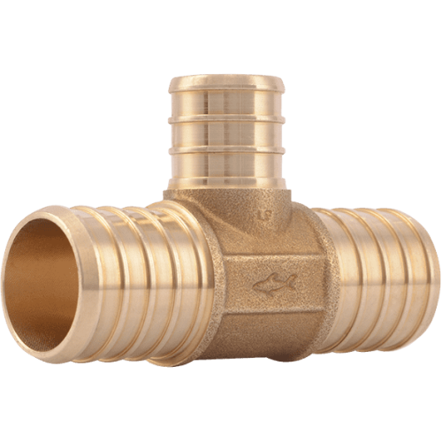 UC416LFA TEE 1X3/4 BRS UC416LFA PEX BARBXBARBXBARB LEAD FREE