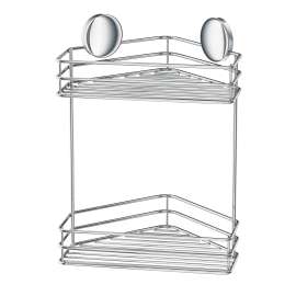 Self Adhesive Double Corner Shower Basket in Polished Chrome