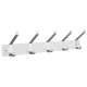 Quintuple Coat and Hat Rack in White Wood/Satin Aluminum