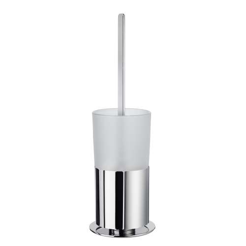Toilet Brush With Frosted Glass Container in Polished Chrome/Frosted Glass