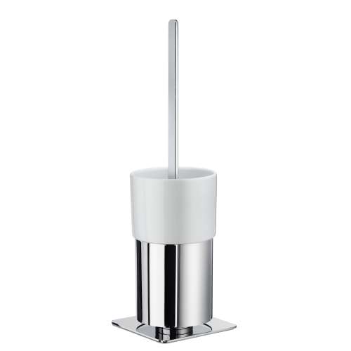 Outline FK321P Toilet Brush With Porcelain Glass Container in Polished Chrome/White Porcelain