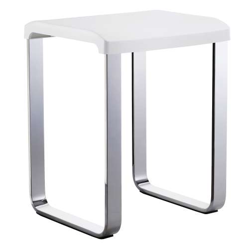 Shower/Vanity Chair in Polished Chrome/White