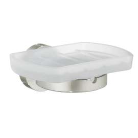 Holder With Frosted Glass Soap Dish in Brushed Nickel