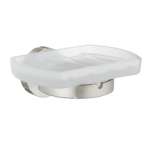 Holder With Frosted Glass Soap Dish in Brushed Nickel