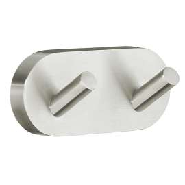 Double Towel Hook in Brushed Nickel