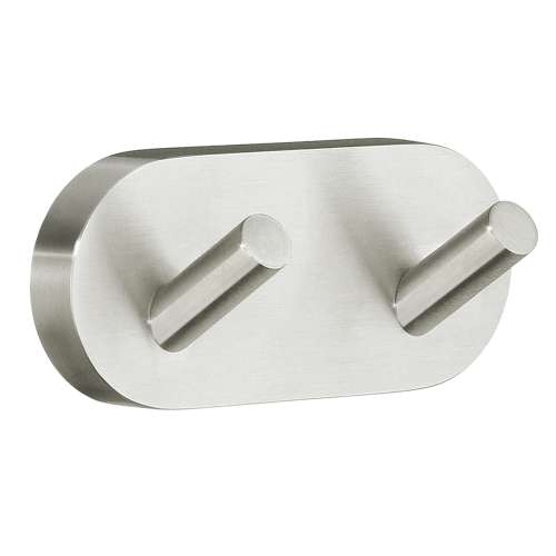 Double Towel Hook in Brushed Nickel