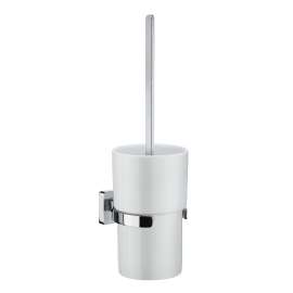 Toilet Brush Wallmount - Porcelain in Polished Chrome/White Porcelain
