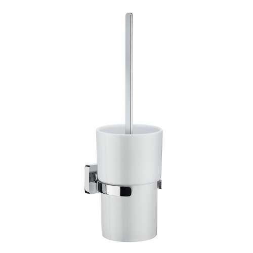 Toilet Brush Wallmount - Porcelain in Polished Chrome/White Porcelain