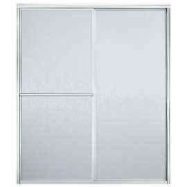 54.375-in to 59.375-in W x 70-in H Sliding Shower Door in Silver with Rain Glass Texture
