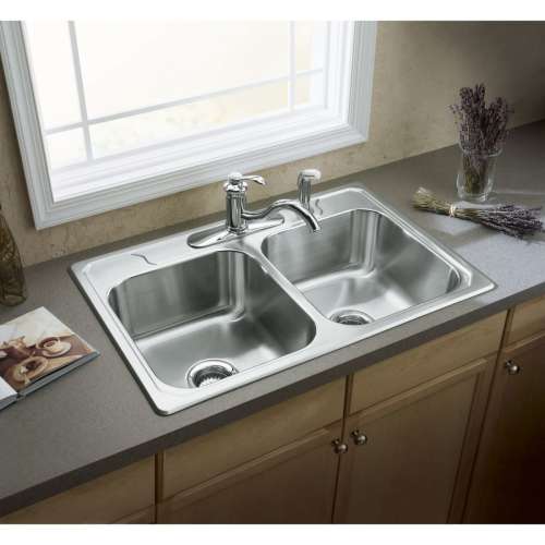 Middleton 33-in. Double Bowl Drop-in 20 Gauge Stainless Steel Kitchen Sink