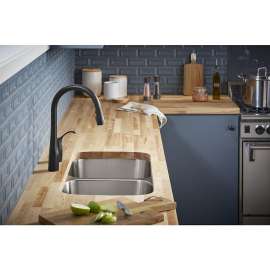 Stainless Steel Double Equal Kitchen Sink 32-in W x 18-in L in Luster