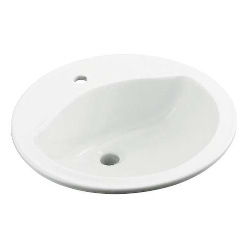 19-in x 19-in x 8-in Vitreous China Drop-In Round Bathroom Sink with Single Faucet Hole in White