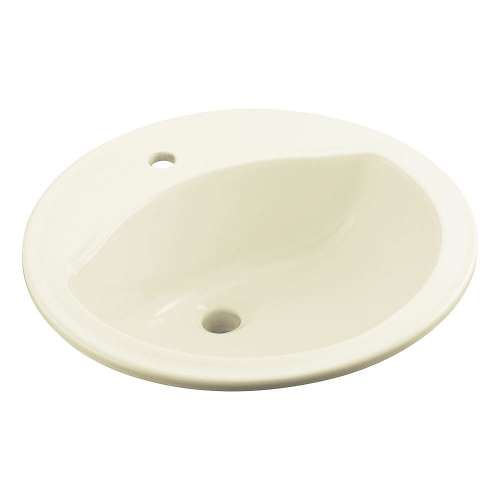 19-in x 19-in x 8-in Vitreous China Drop-In Round Bathroom Sink with Single Faucet Hole in Biscuit