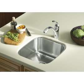 Stainless Steel Single Bowl Kitchen Sink 17.75-in W x 16.25-in L in Luster