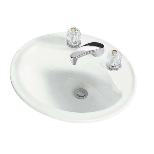 20-in x 17-in x 8-in Vitreous China Drop-In Oval Bathroom Sink with 8-in Centers and Overflow in White