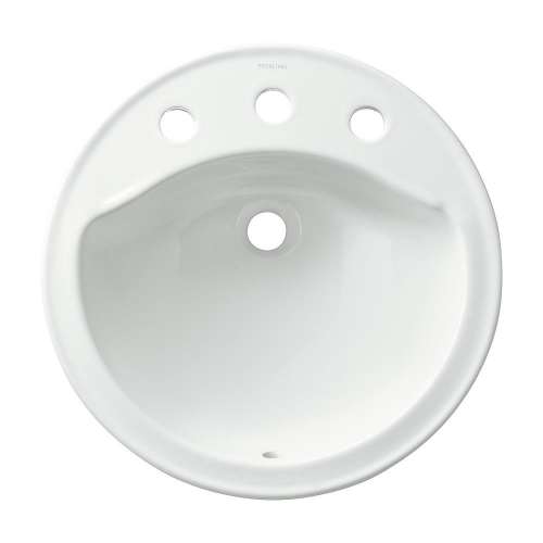 19-in x 19-in x 8-in Vitreous China Drop-In Round Bathroom Sink with 8-in Centers and Overflow in White