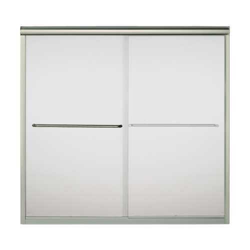 59.625-in x 55.75-in Frameless Bathtub Door in Nickel with Frosted Glass Pattern