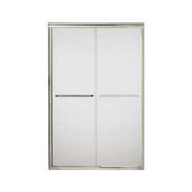 42.625-in to 47.625-in W x 70.0625-in H Frameless Sliding Shower Door in Nickel with Frosted Glass Pattern