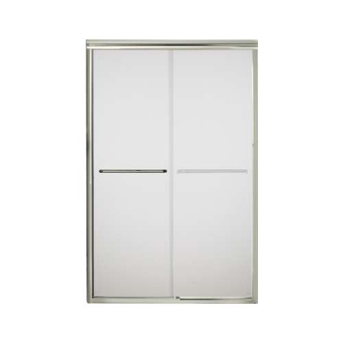 42.625-in to 47.625-in W x 70.0625-in H Frameless Sliding Shower Door in Nickel with Frosted Glass Pattern